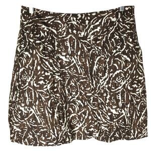 Banana Republic Silk Brown Lined Bubble Skirt 8 Abstract Pockets Boho Neutral